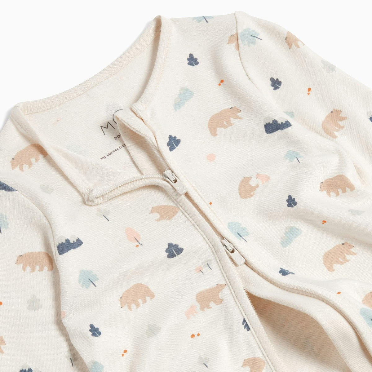 Bear Print Clever Zip Baby Pajamas
