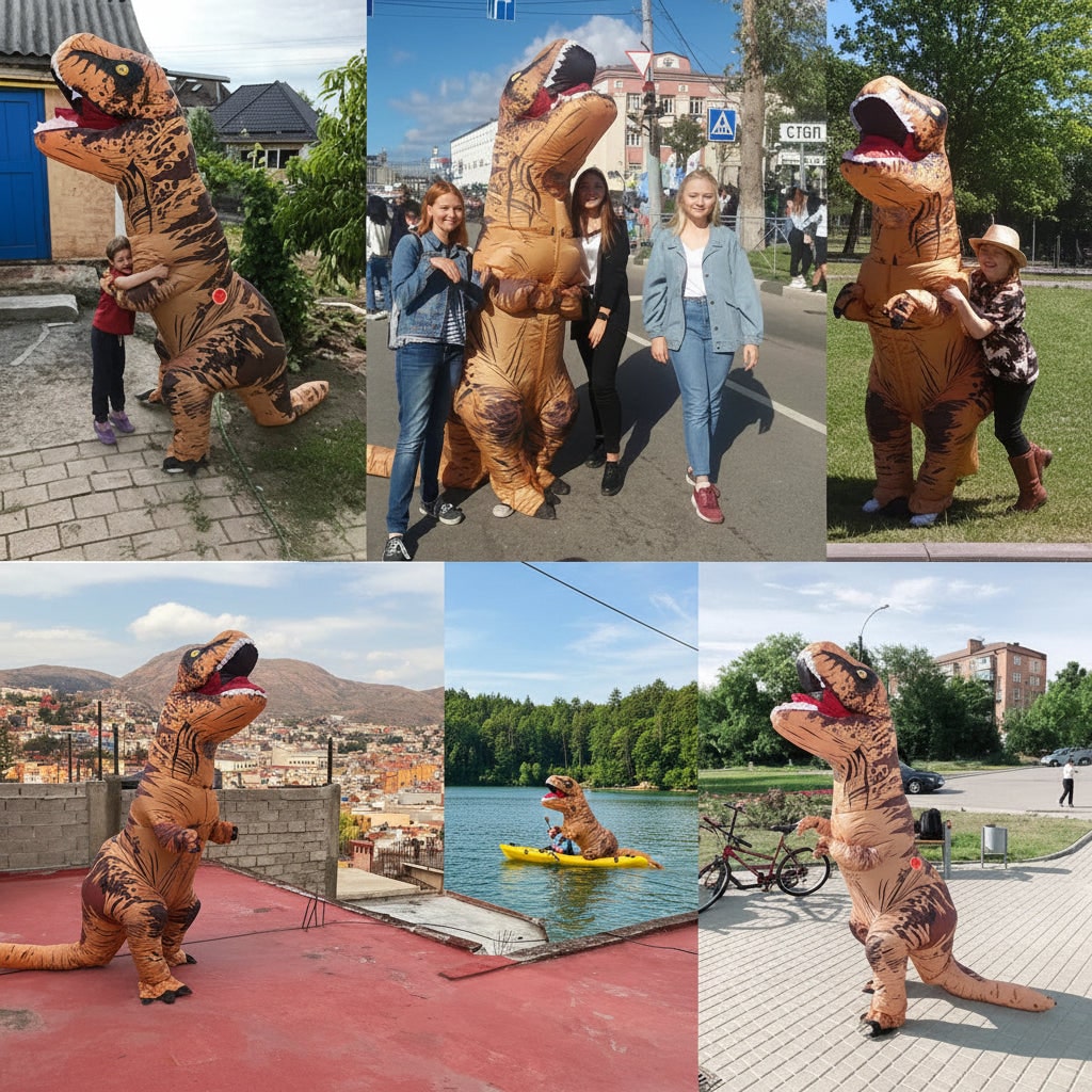 Inflatable Dinosaur Costume | Funny Party Suit with Built-in Fan | Full-Body Fun for All Ages