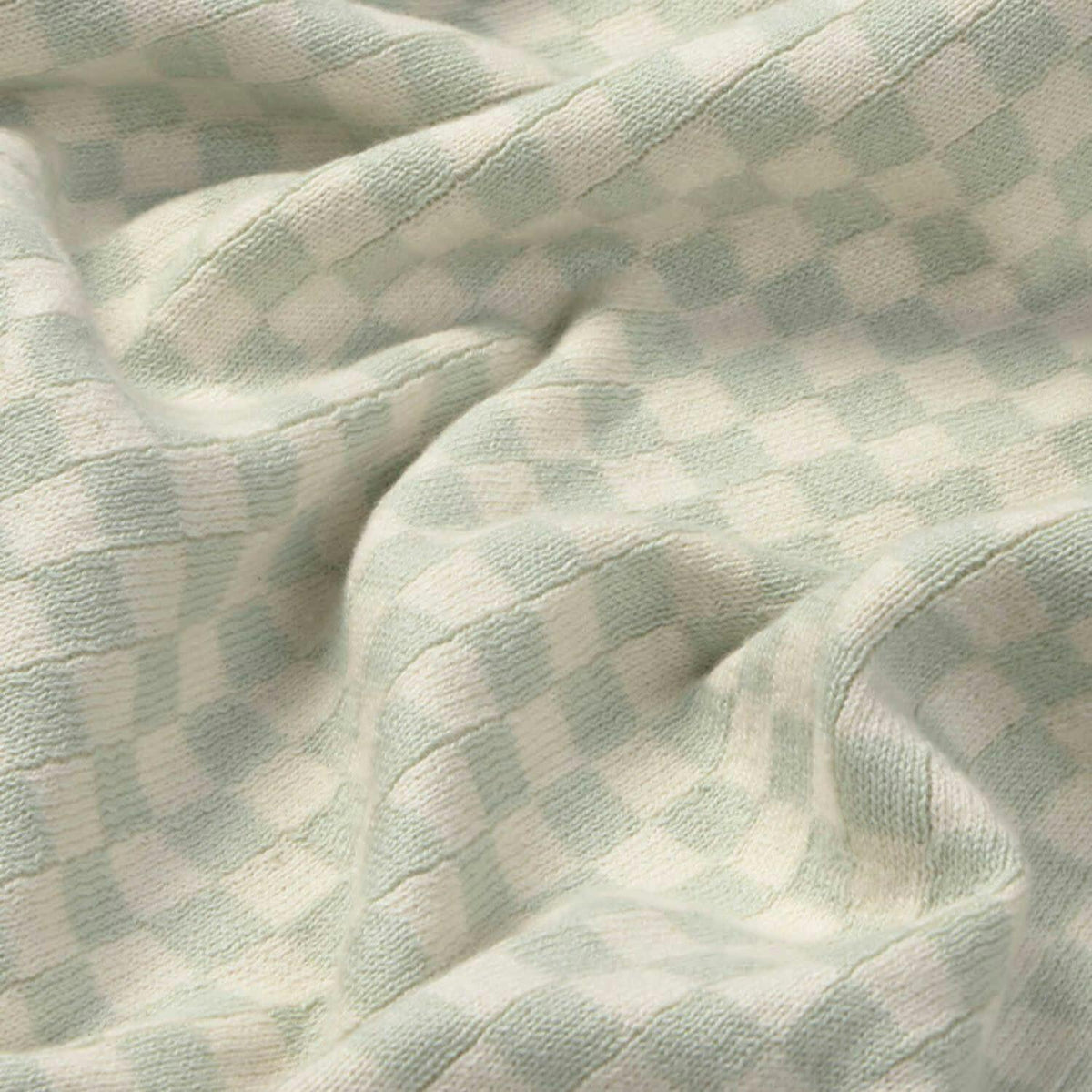 Knitted Blanket Tiles Blue Sage