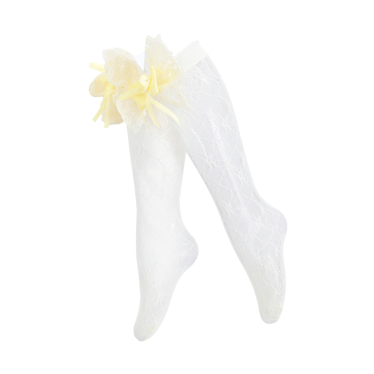 Embroidered Ribbon Bow Long Socks