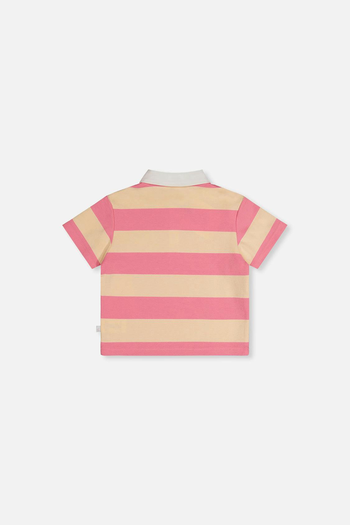 Polo Top Pink And Beige Stripes