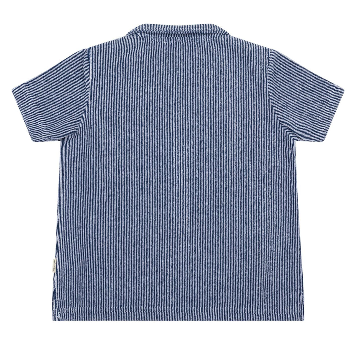 boys navy stripe french terry button up