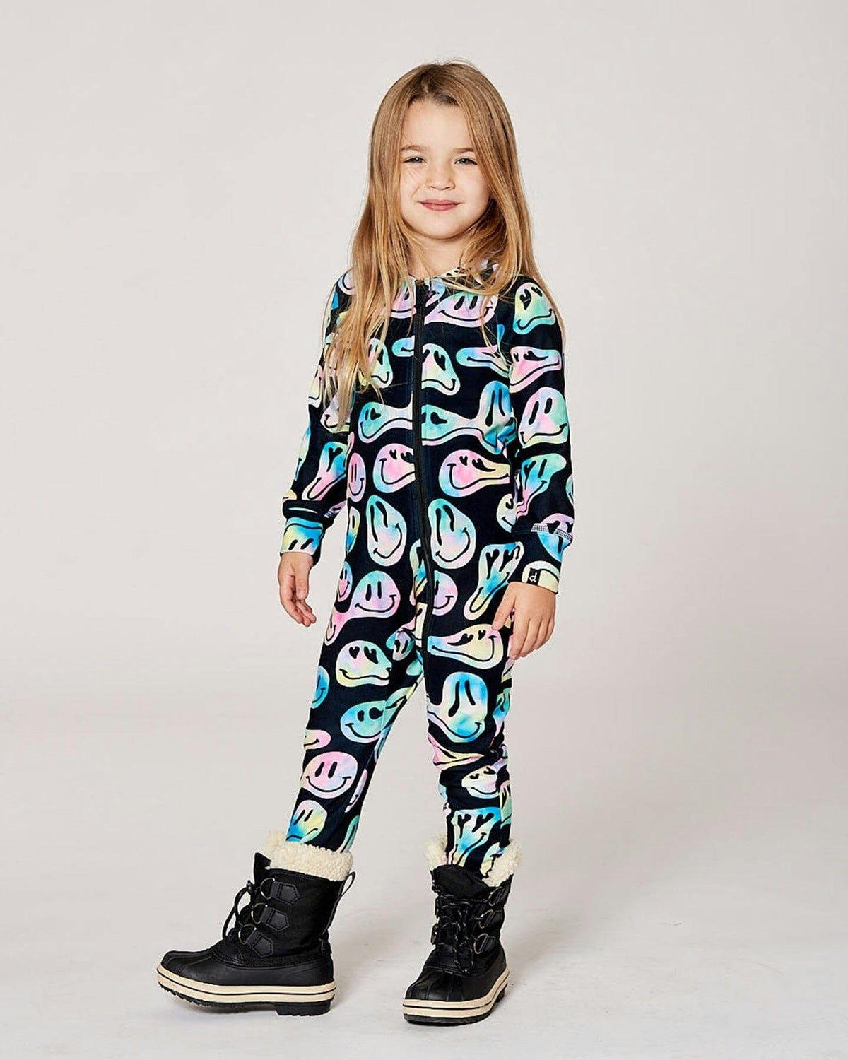 One-Piece Thermal Underwear Smiley Face Girl