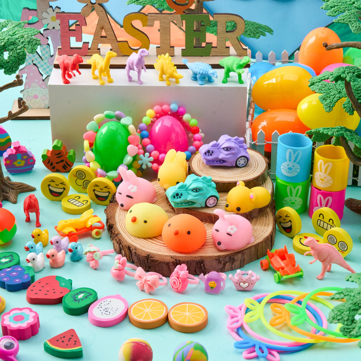 JOYIN 100 Pcs Prefilled Easter Eggs with Assorted Toys
