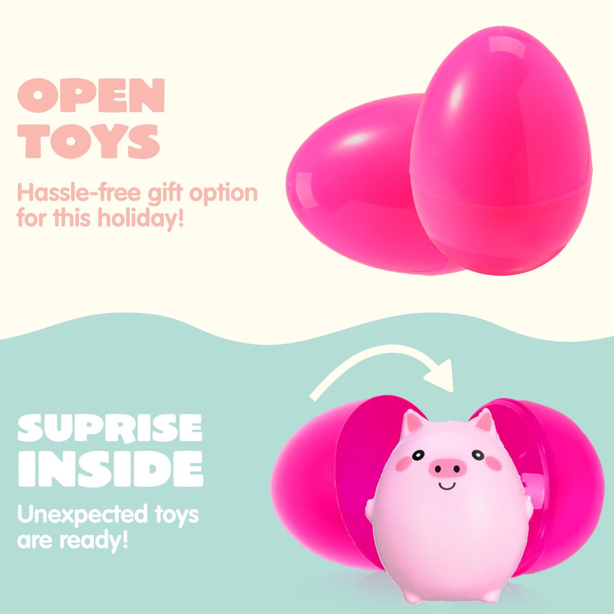 JOYIN 10 Pcs Jumbo Easter Eggs with Animal Squishy Toys