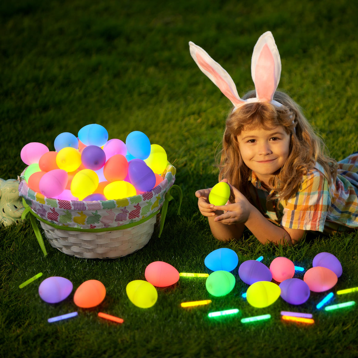 JOYIN 144 Pcs Easter Eggs with Mini Glow Sticks
