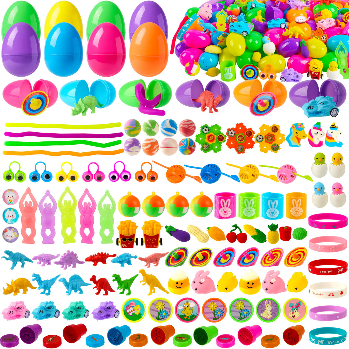 JOYIN 160Pcs Prefilled Easter Eggs with Assorted Toys