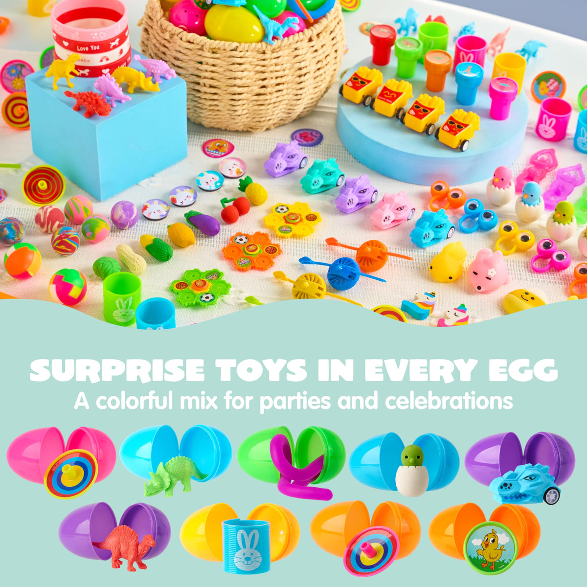 JOYIN 160Pcs Prefilled Easter Eggs with Assorted Toys