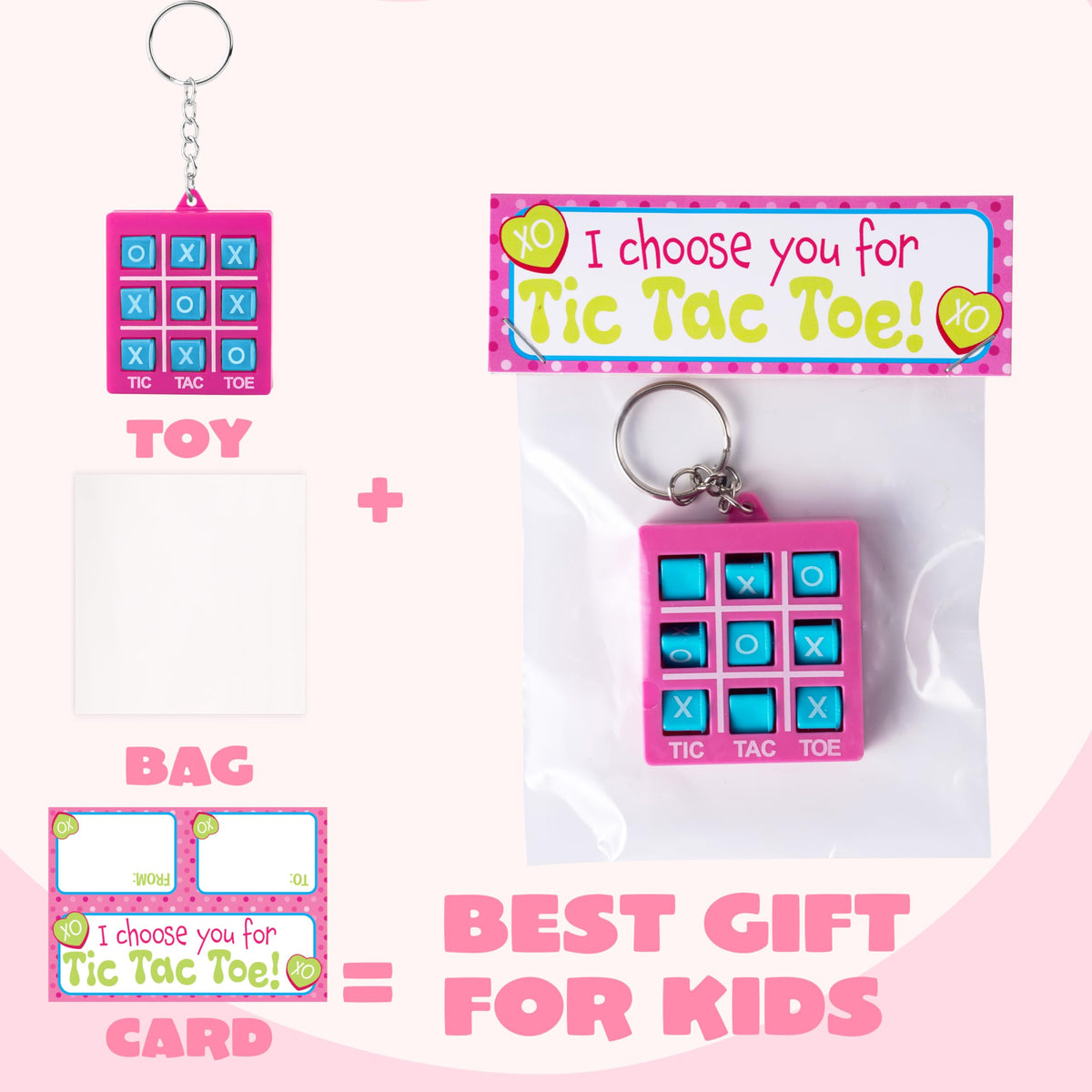 JOYIN 28 Pcs Valentine's Day Plastic Tic Tac Toe Game Favors with 4 Colors for Kids Goodie Bag Stuffers