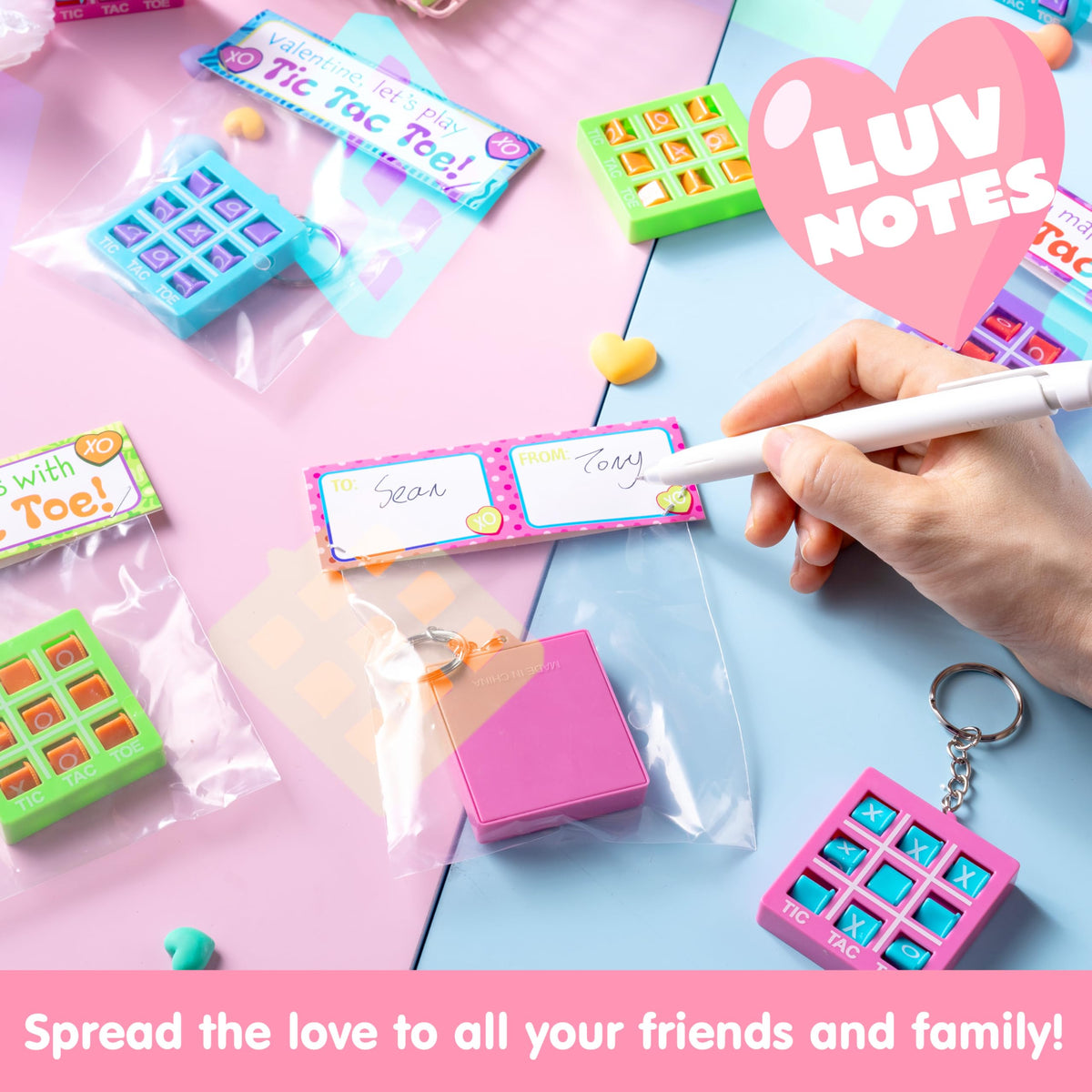 JOYIN 28 Pcs Valentine's Day Plastic Tic Tac Toe Game Favors with 4 Colors for Kids Goodie Bag Stuffers