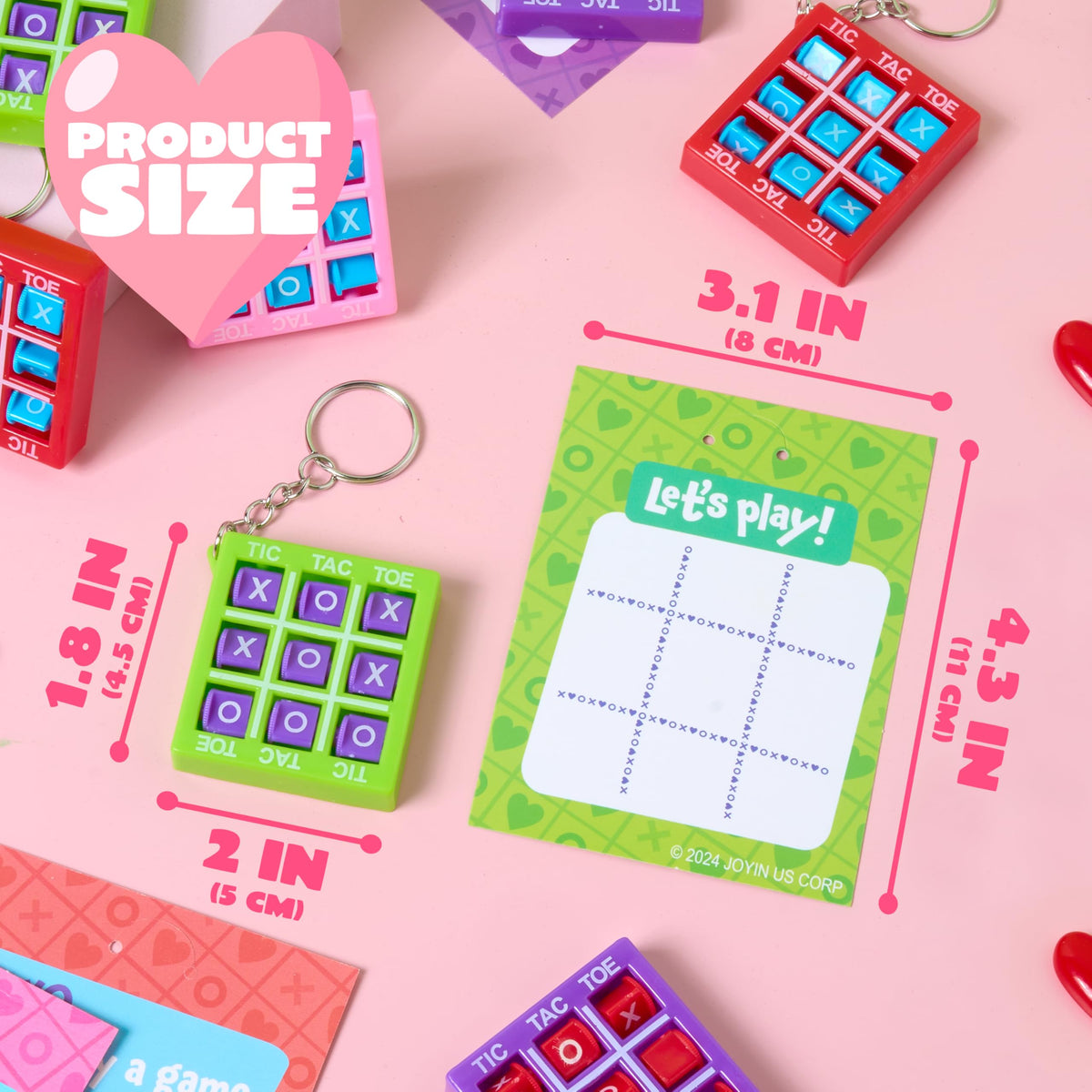 JOYIN 36 Pcs Valentines Day Tic-Tac-Toe Keychain with Greeting Cards