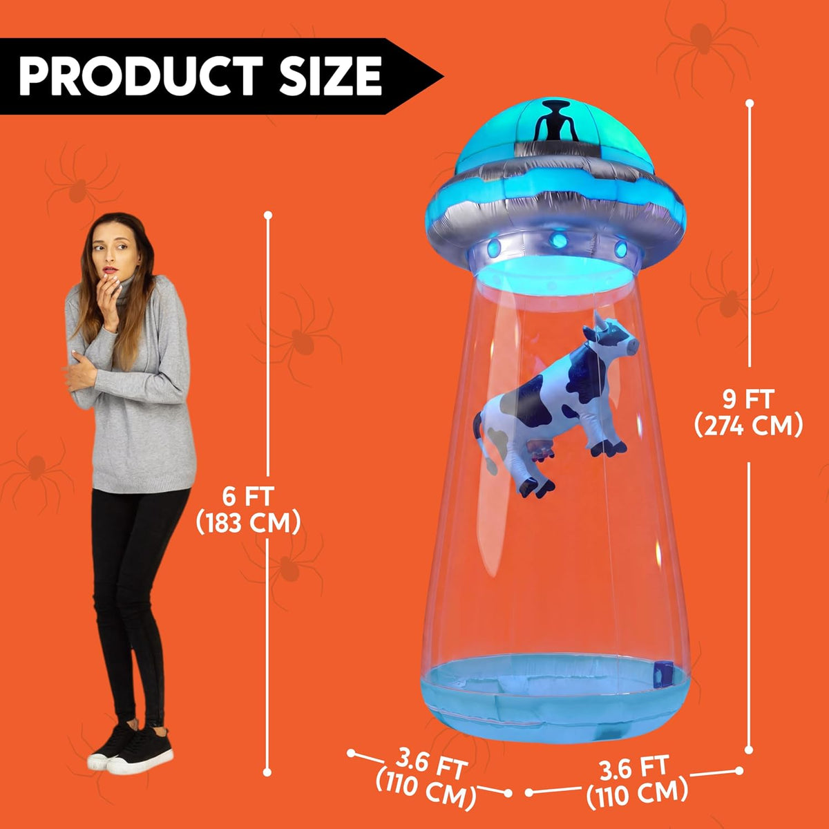 JOYIN 9 FT Giant Halloween Inflatable UFO Alien with Built-in LEDs