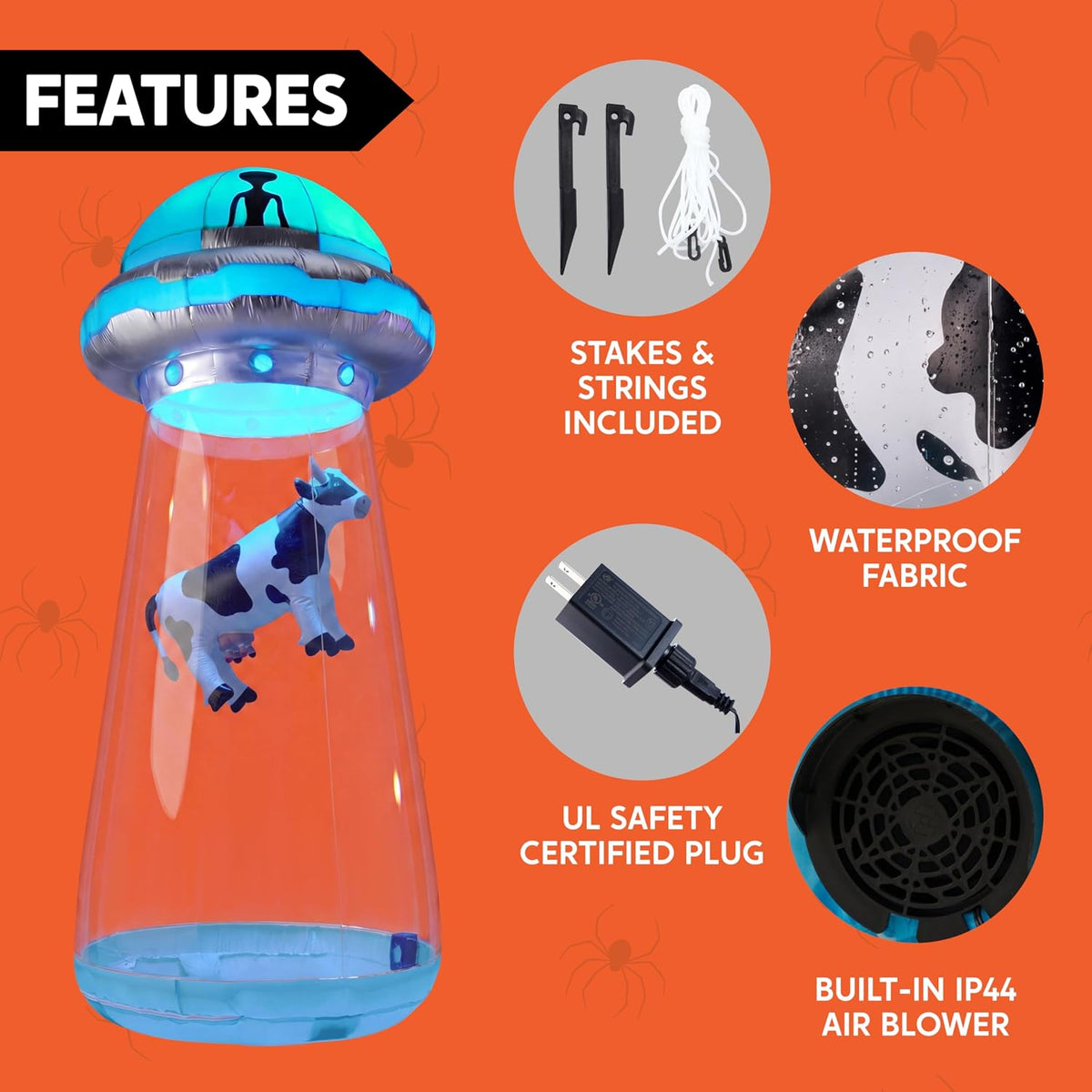JOYIN 9 FT Giant Halloween Inflatable UFO Alien with Built-in LEDs