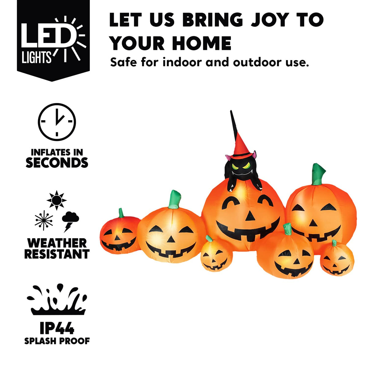 Joiedomi 7 FT Halloween Inflatable Pumpkin & Witch Cat - LED Outdoor Decor