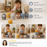 6-in-1 Soft Rubber Animal Bowling & Stacking Game – Montessori Learning Toy for Kids
