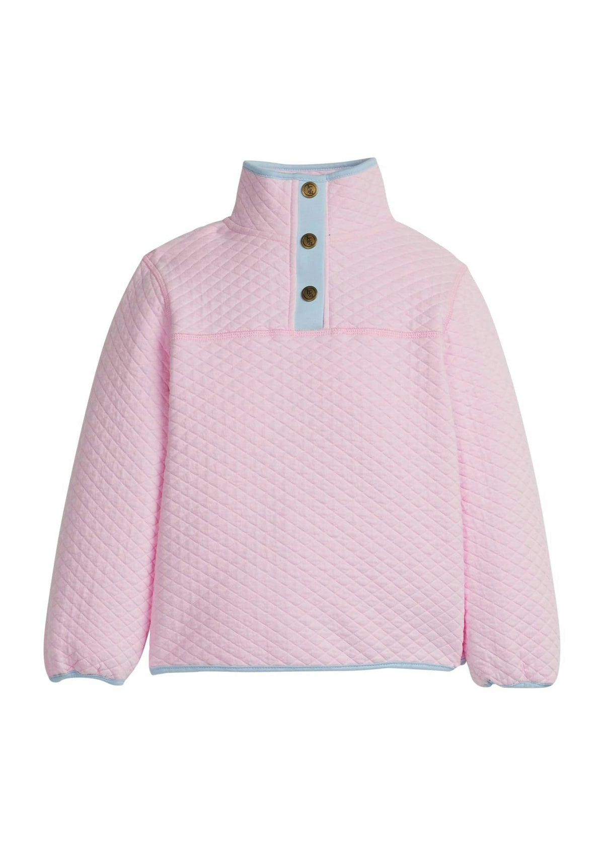 Classic Quilted Pullover - Light Pink with Light Blue