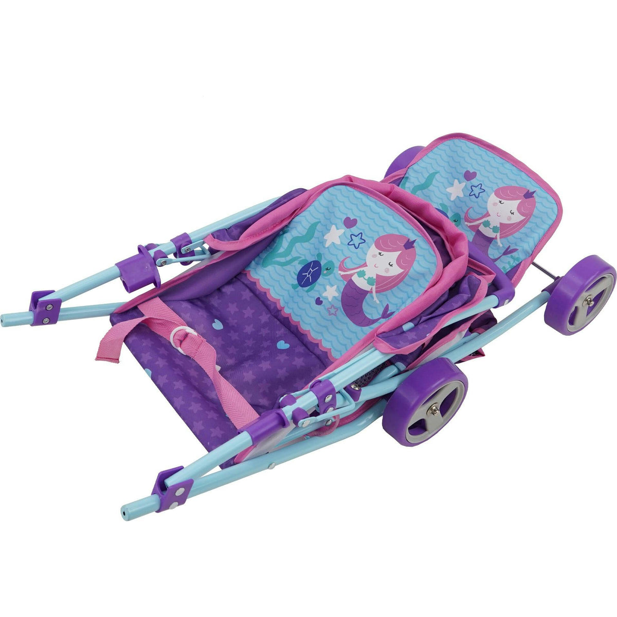 509 Mermaid Twin Doll Stroller - Purple & Teal