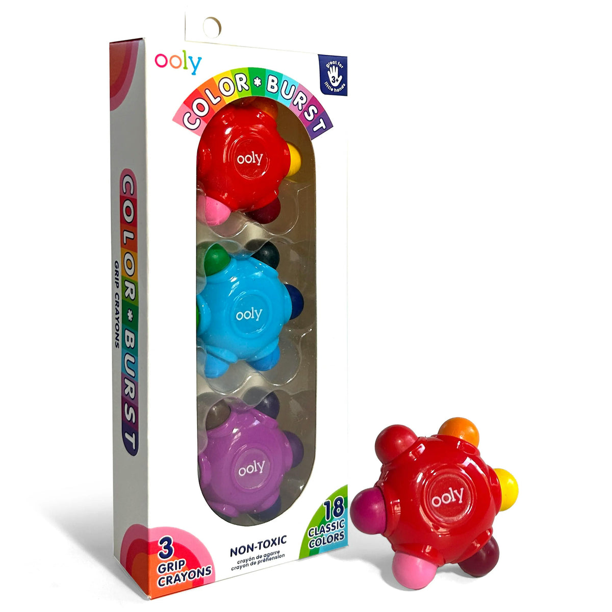 Color Burst Crayons - Easy Grip - 18 Colors - Set of 3