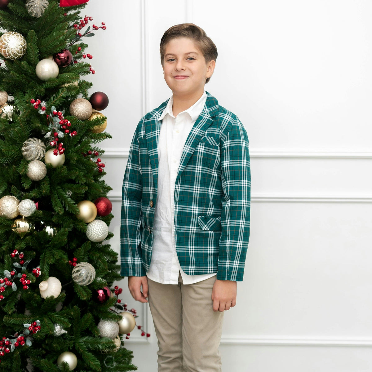 Hayden Boy Blazer - Green Tartan