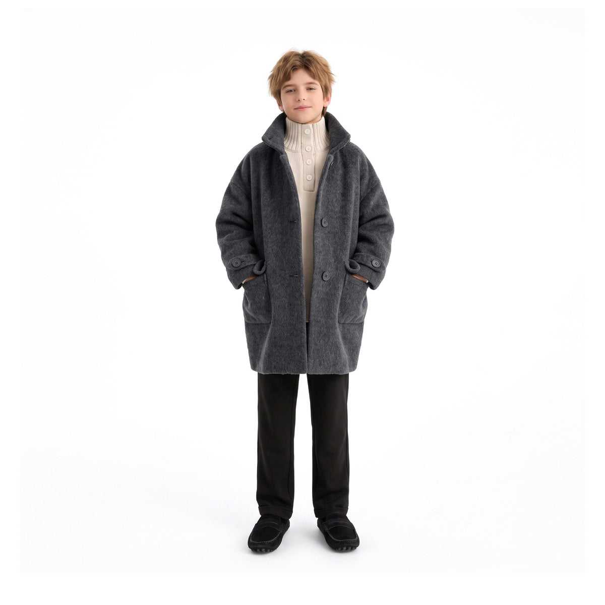 Dark Gray Hooded Coat