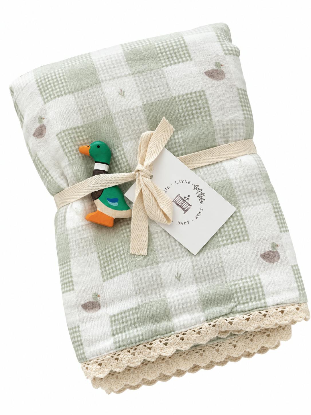 Little Mallard Duck QUILTED 6 Layer Gauze Blanket