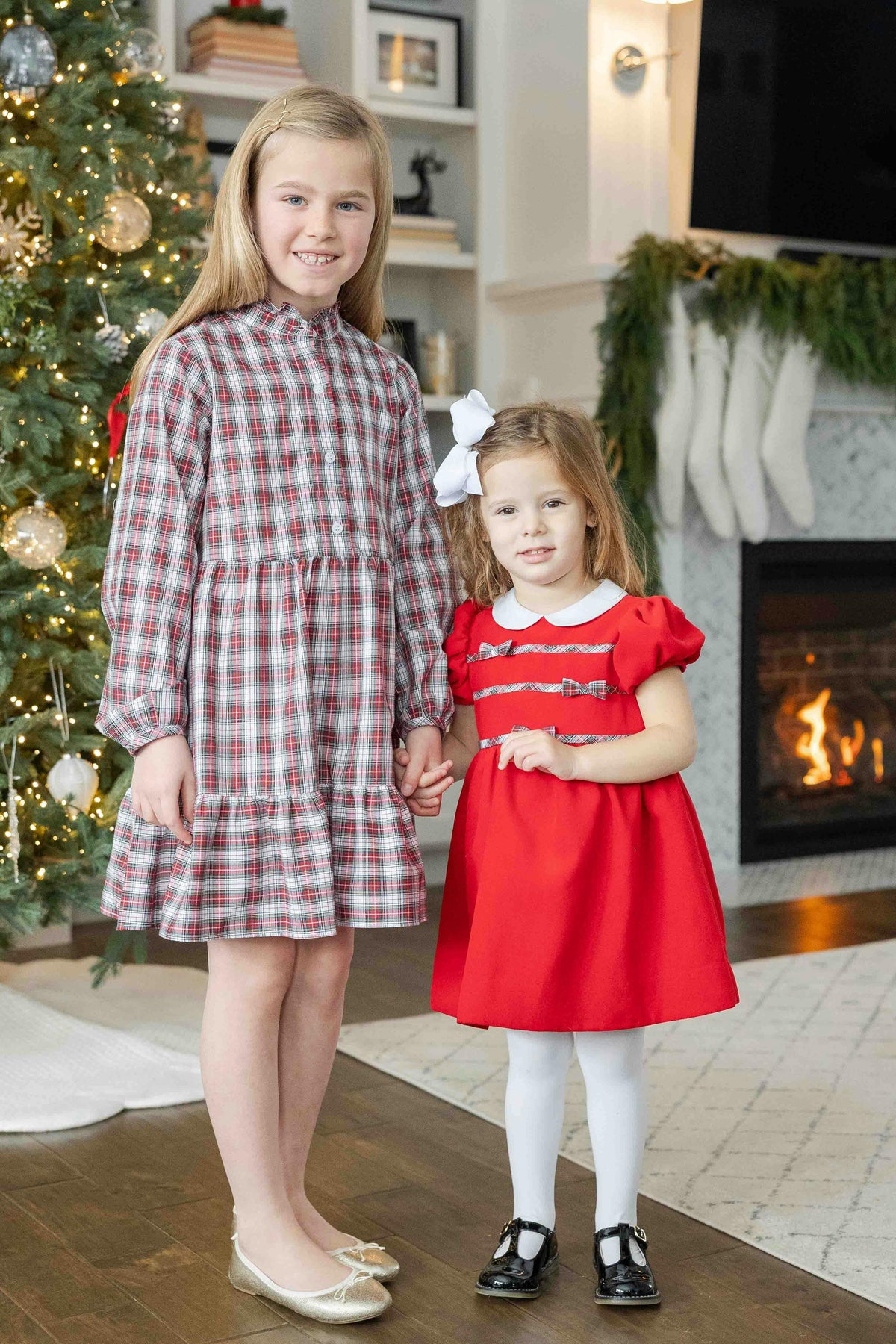 Plaid Shirt Dress with Ruffles
