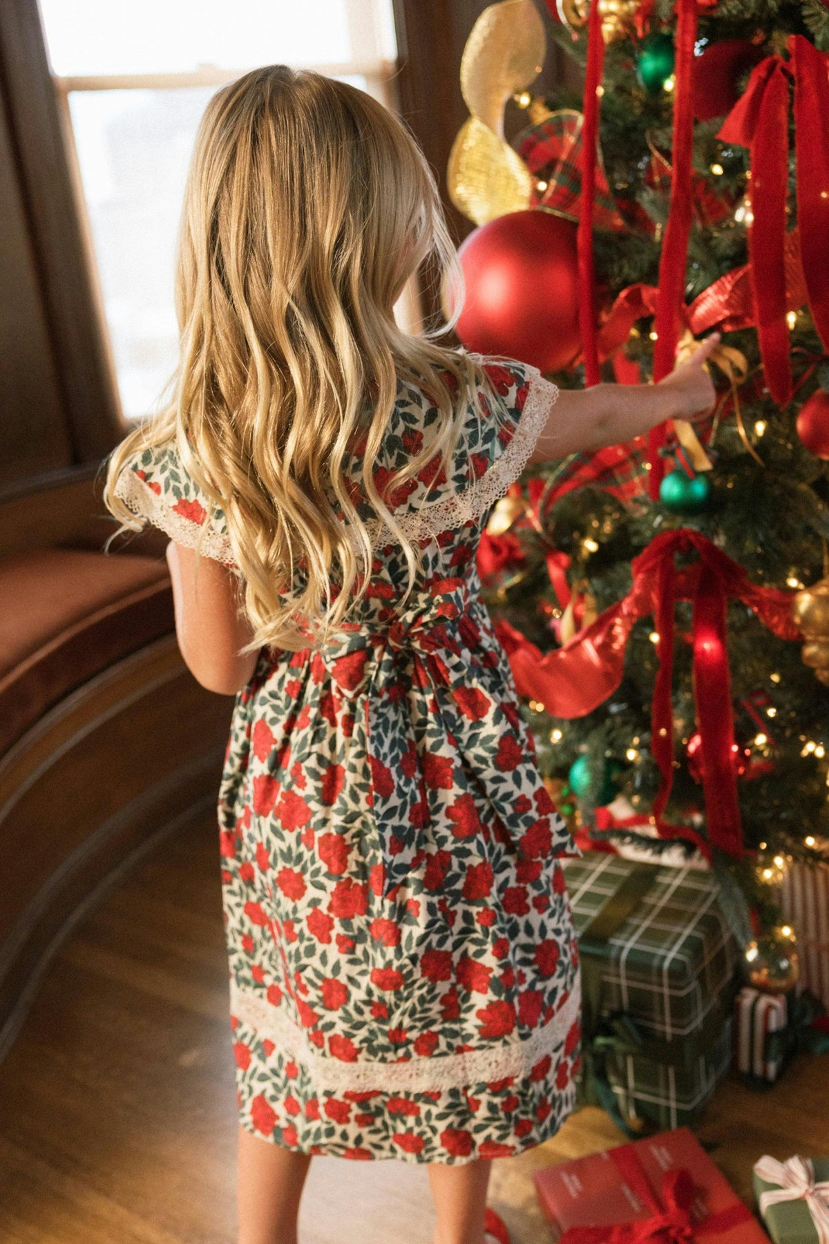 Mini Aster Dress in Red Roses