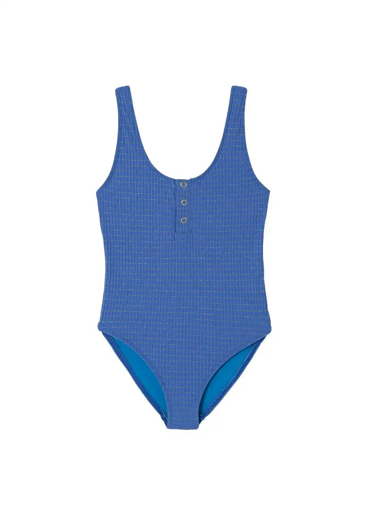 Girls' one-piece swimsuit, blue/gold | CALYPSO 1P