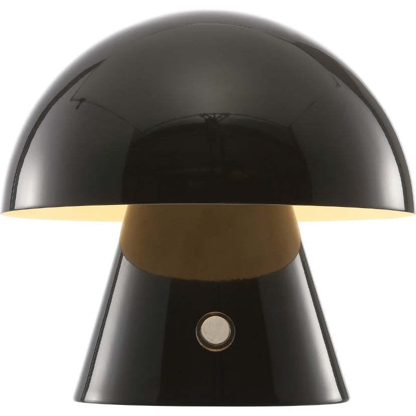 Porcini 7" Contemporary Bohemian Rechargeable/Cordless Iron Integrated LED Mushroom Table Lamp