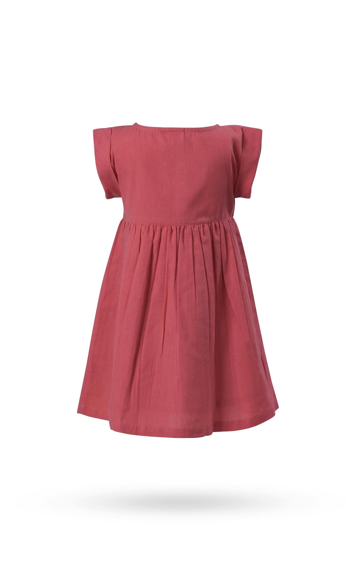 Coral Heart Gathered Dress — Cotton Girls Dress | Infant to Tween 0-13 Years