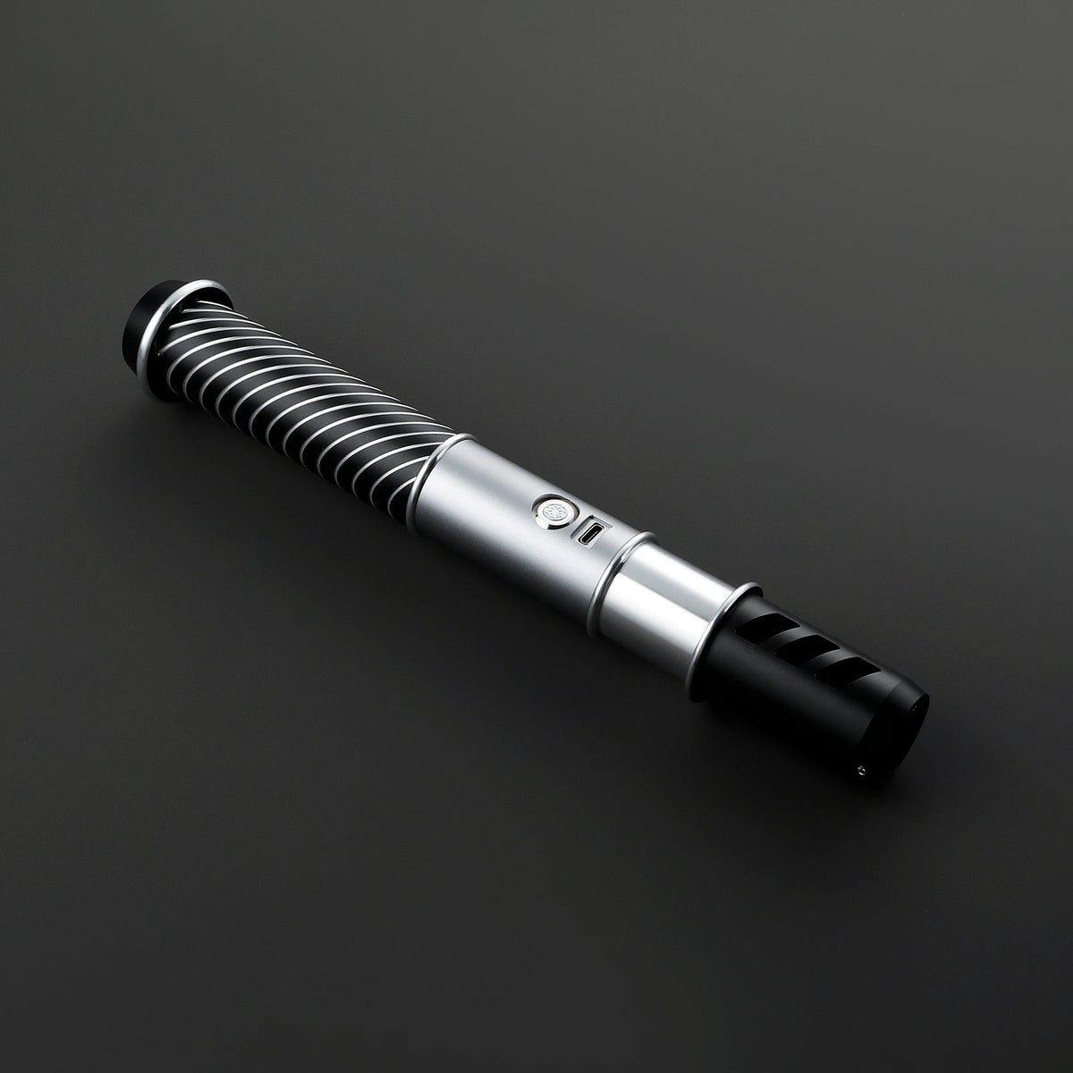 Obsidian Spiral Heavy Dueling Lightsaber – Silver & Black Hilt