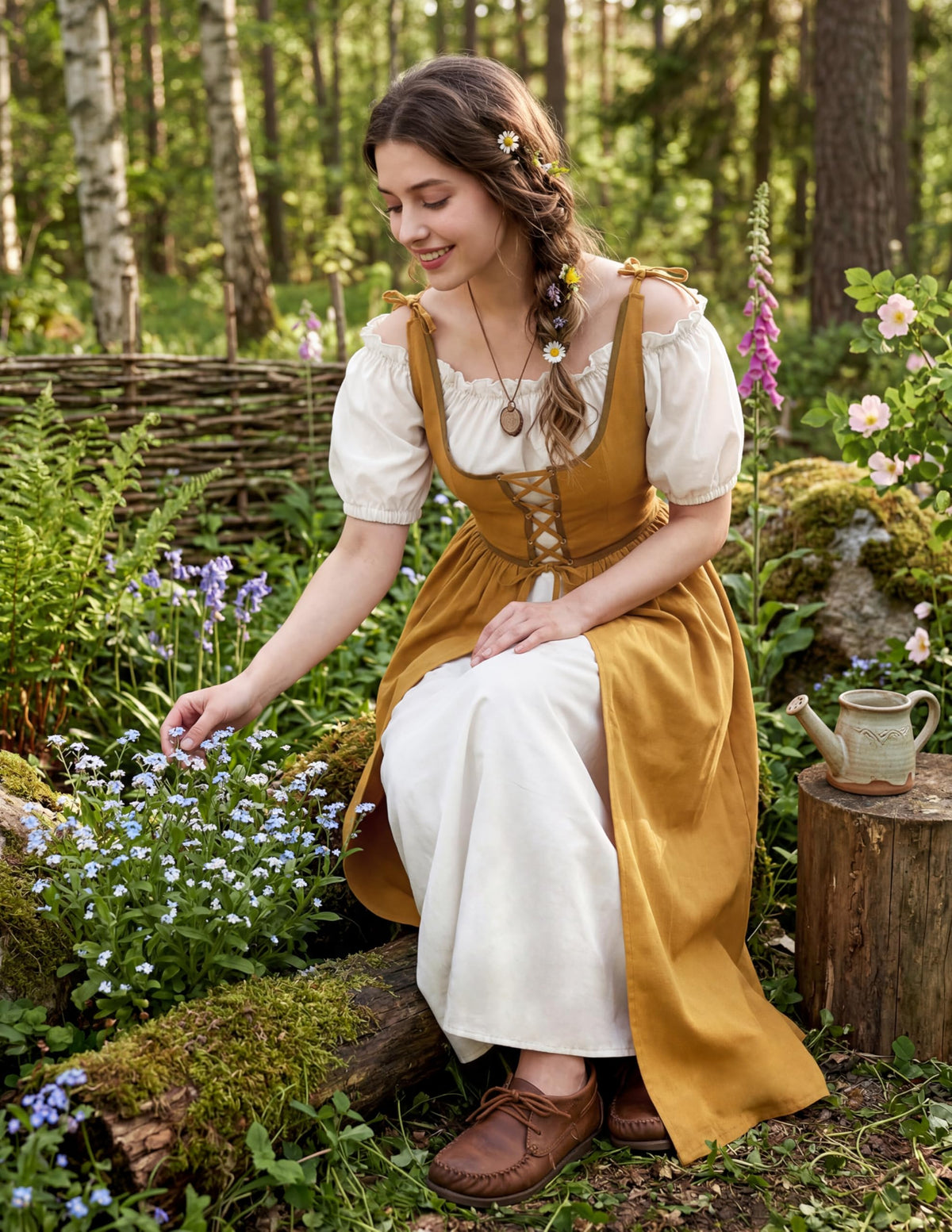 Medieval Renaissance Maxi Dress | Women Halloween Peasant Costume