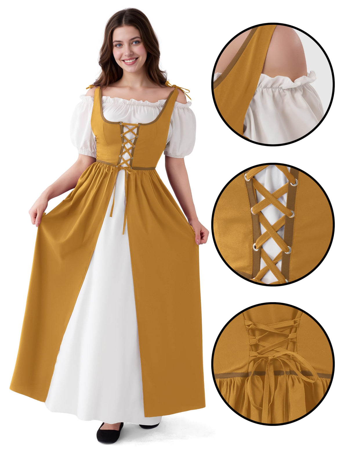 Medieval Renaissance Maxi Dress | Women Halloween Peasant Costume