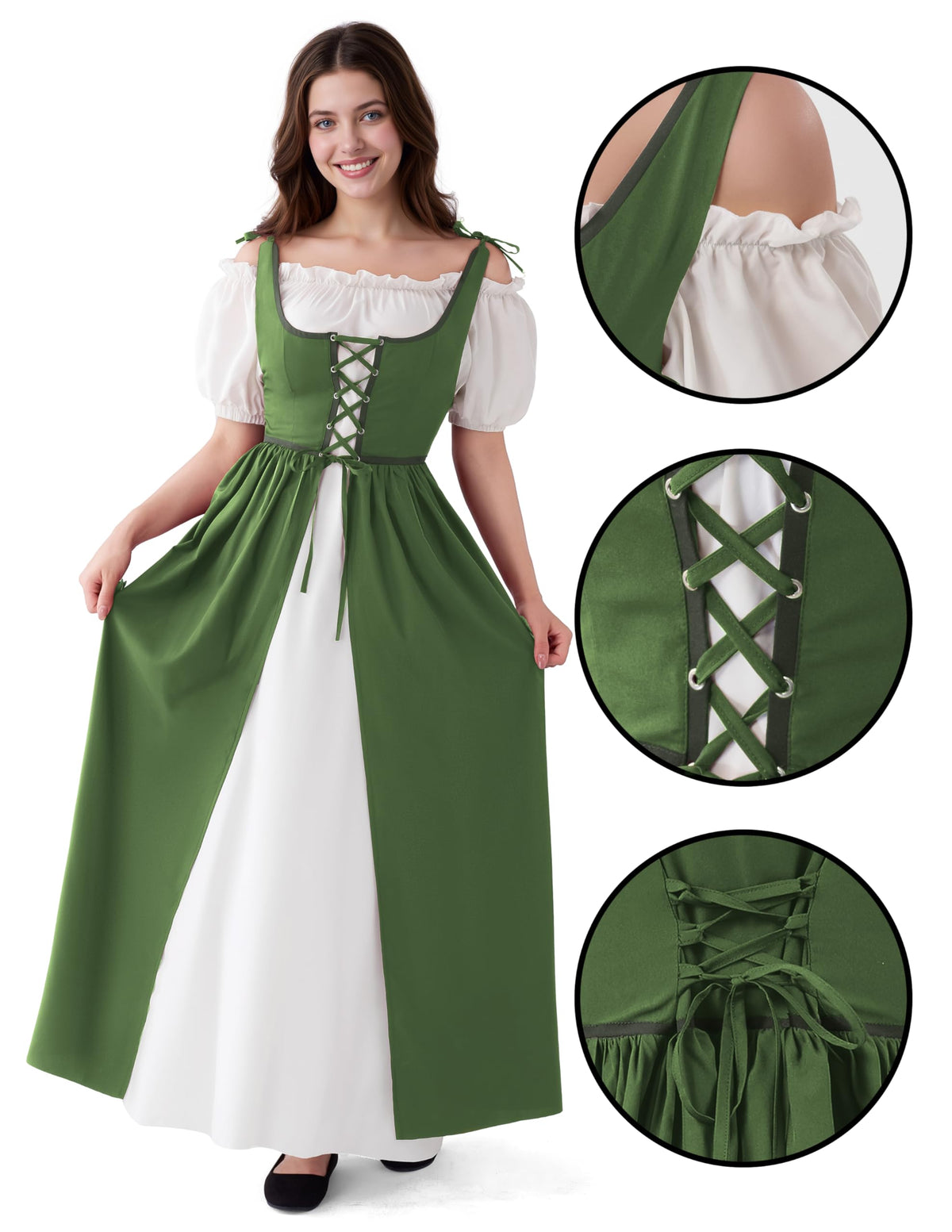Medieval Renaissance Peasant Maxi Dress for Women