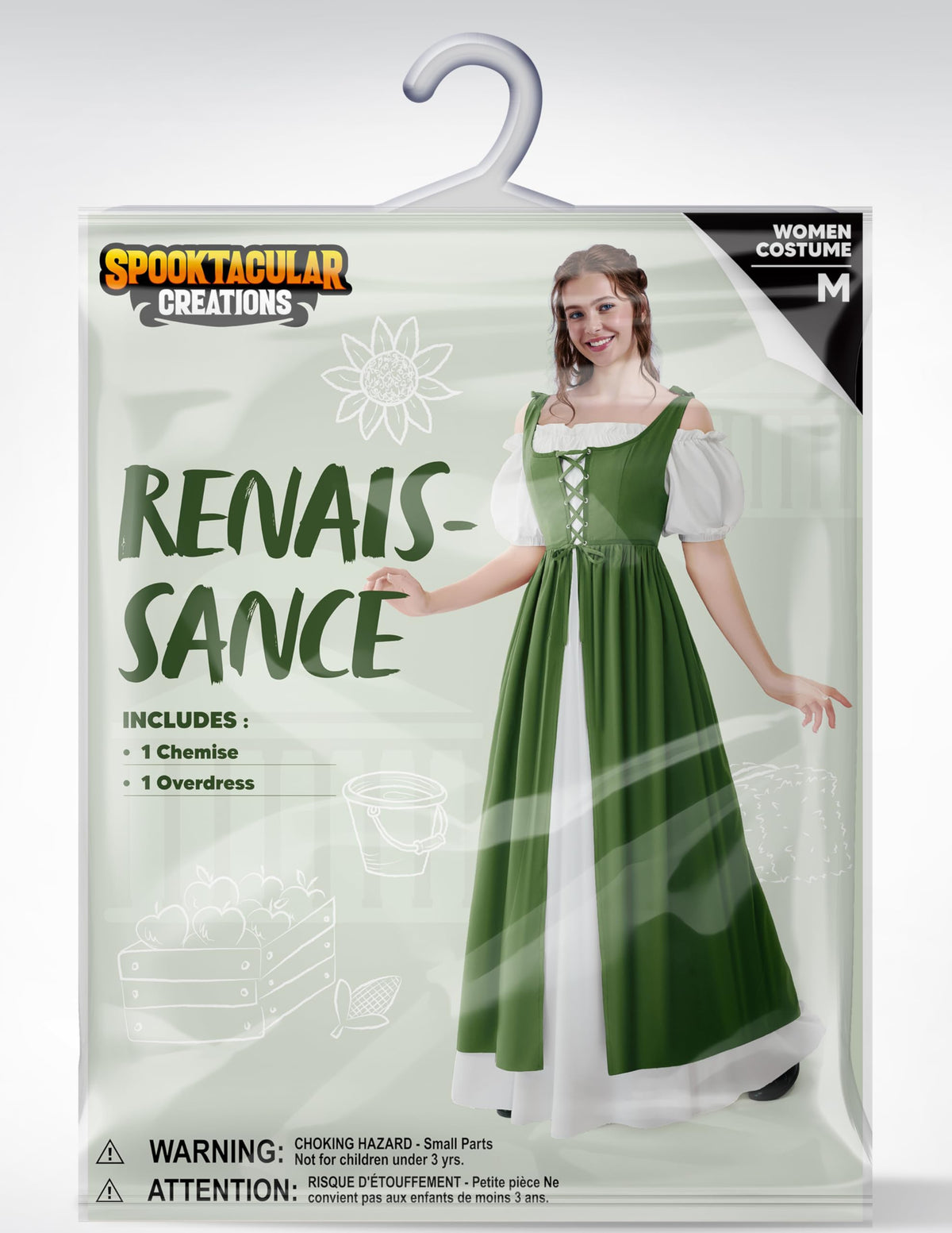Medieval Renaissance Peasant Maxi Dress for Women