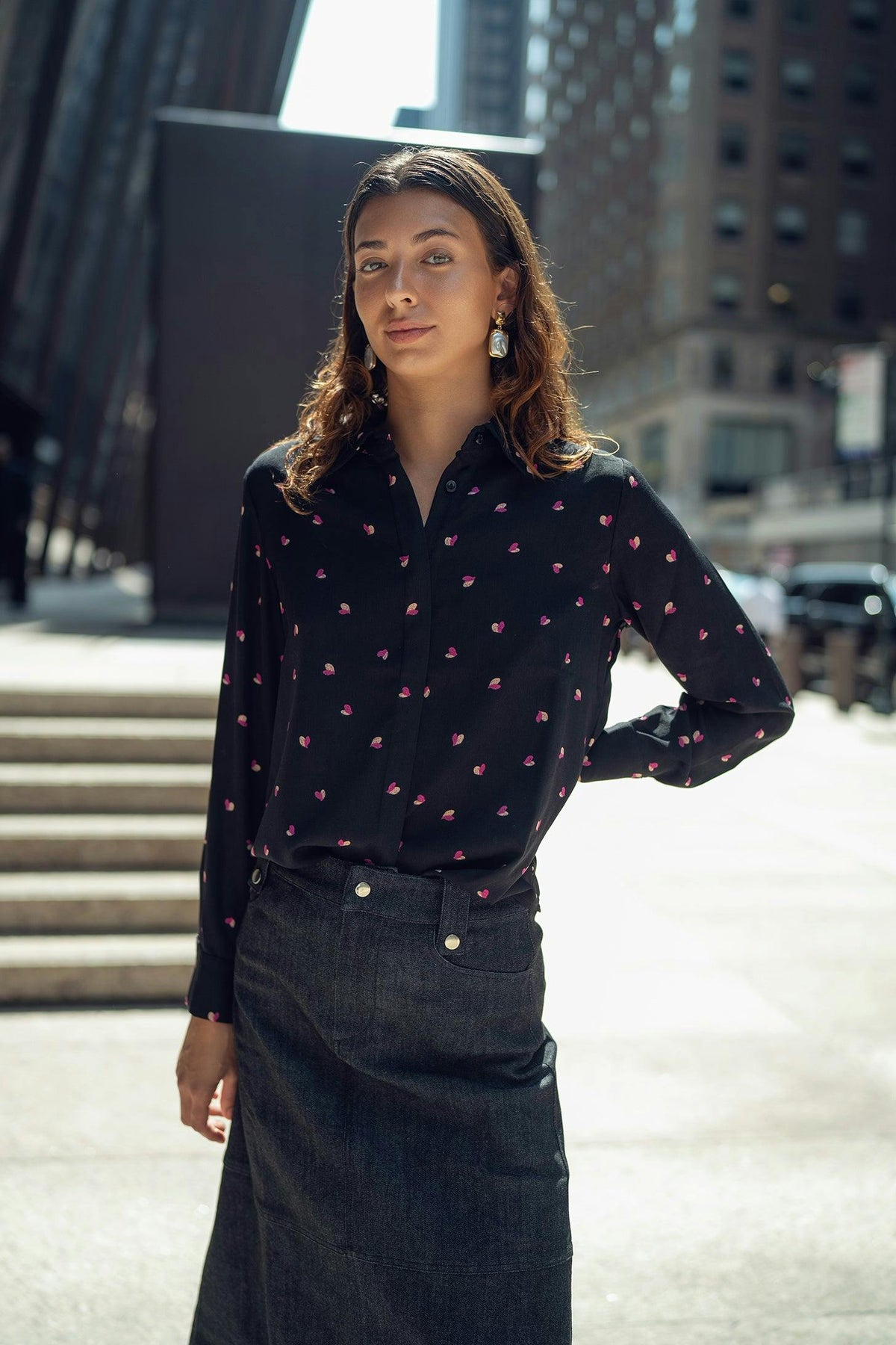 BLACK DENIM SKIRT