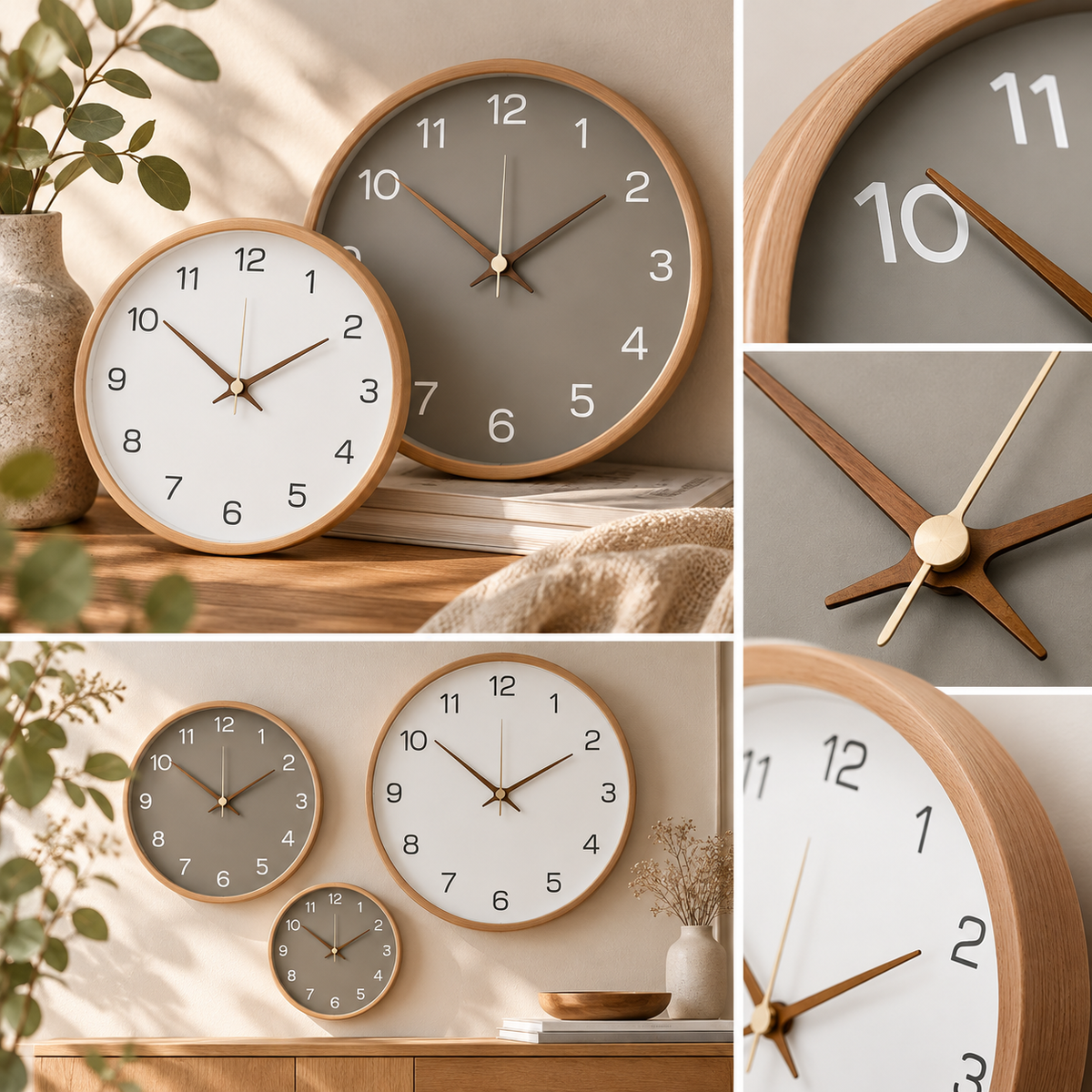 Modern Scandinavian Decorative Wall Clock Wooden Design