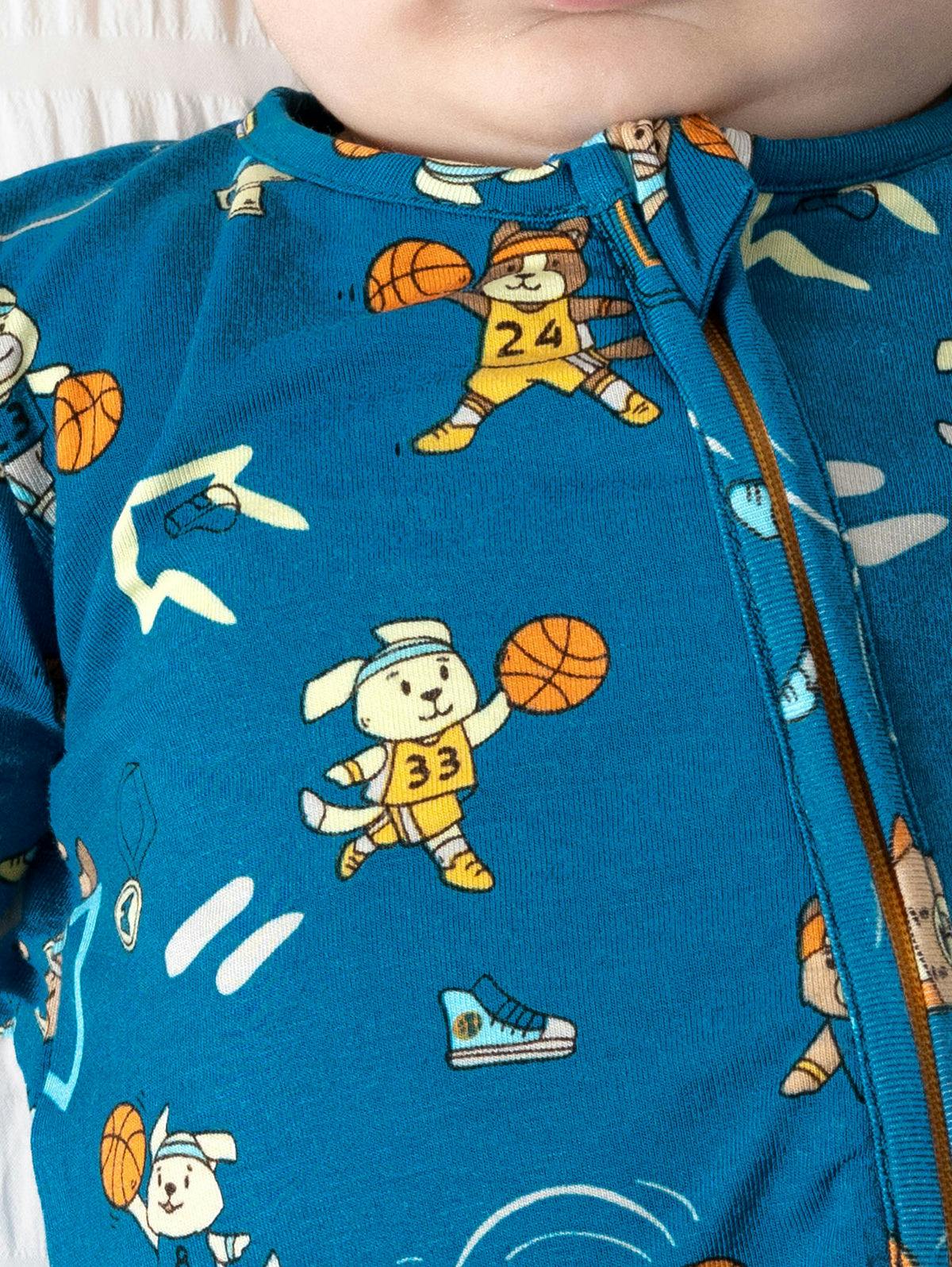 Basketball Pups Bamboo Convertible Footie