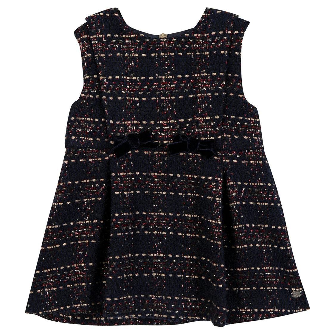 TARTINE ET CHOCOLAT BABY SLEEVELESS PLAID DRESS - MARINE