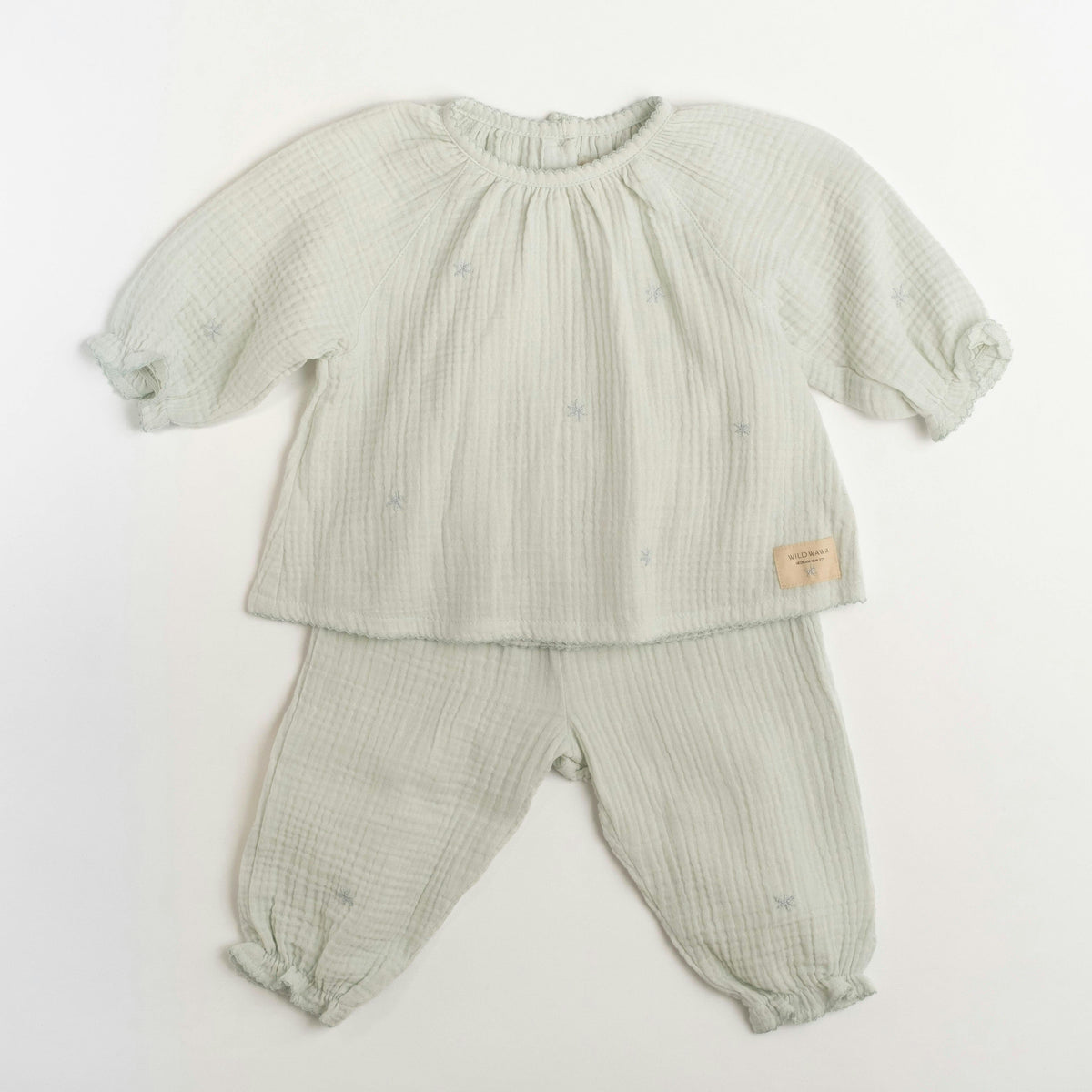 Gauze Two Piece Set in Embroidered Stars