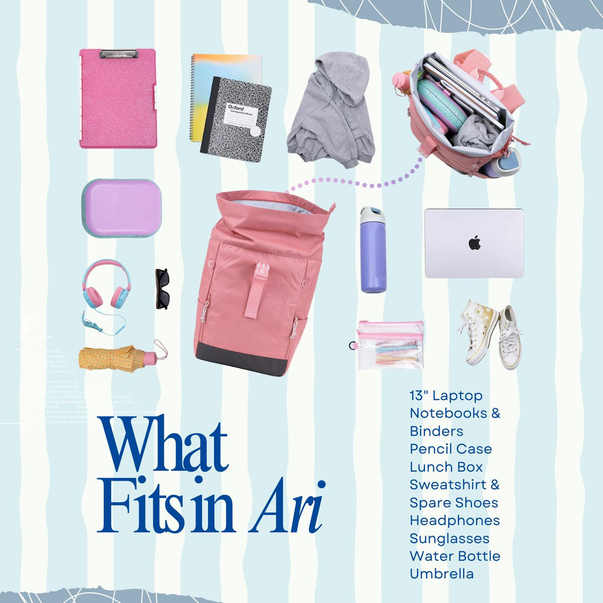 Ari Rolltop Backpack Set | Rowan Bag Charm
