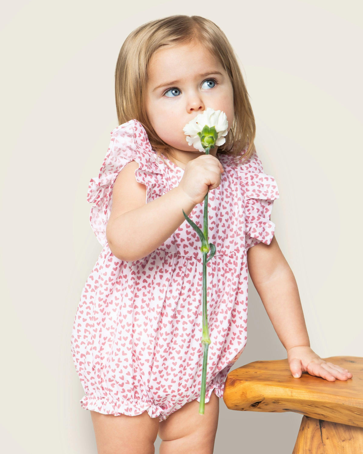 Baby's Twill Ruffled Romper in Sweethearts