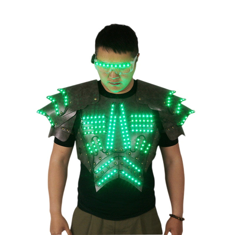LED Armor Costume with Fluorescent Glasses