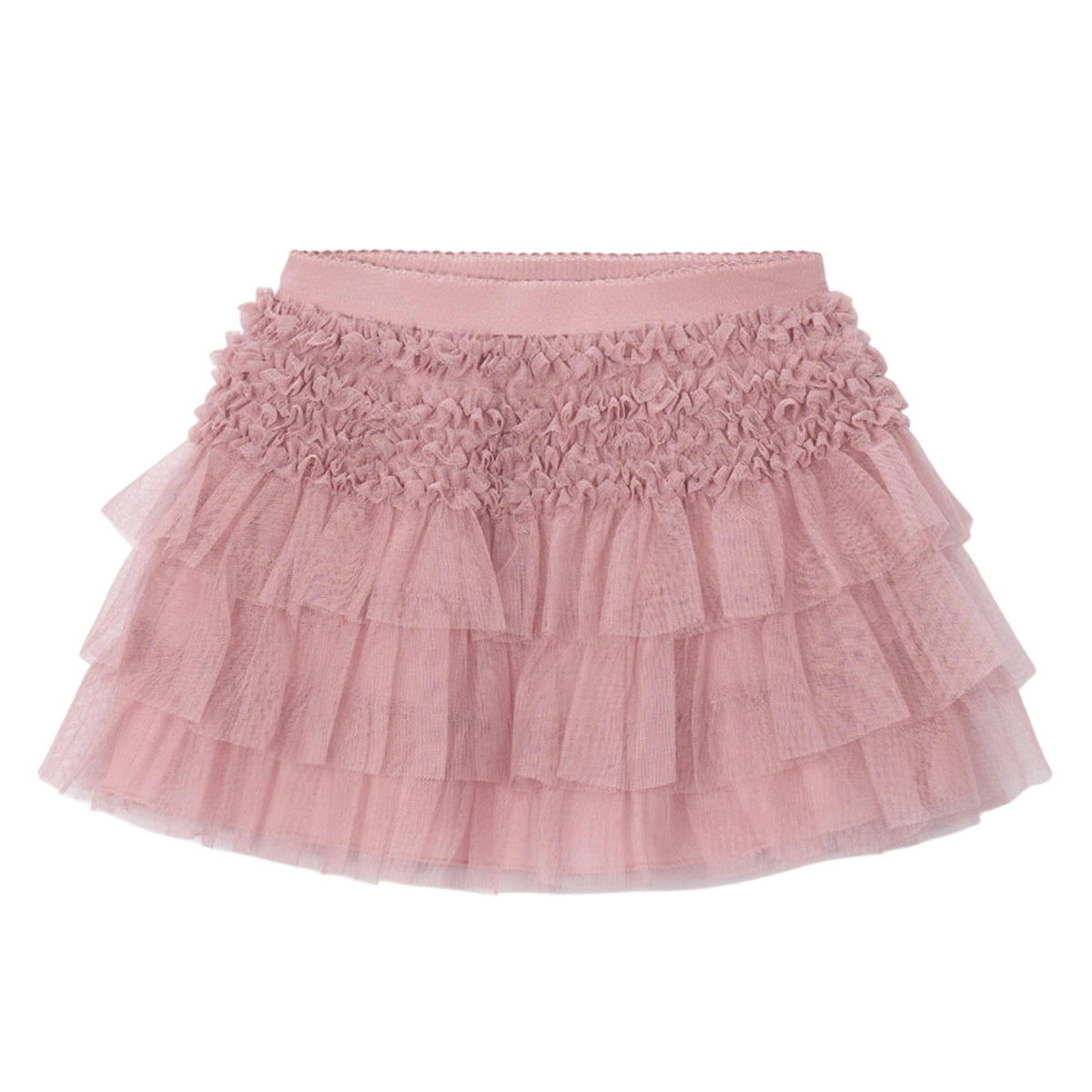 Pink Layered Tulle Ruffle Skirt