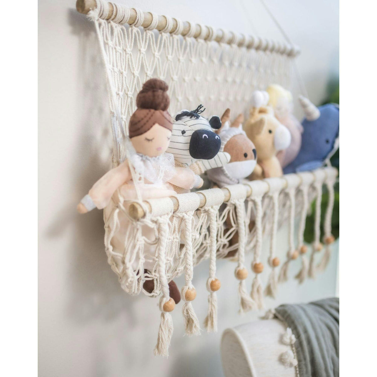 Willow Hanging Macrame Basket Storage