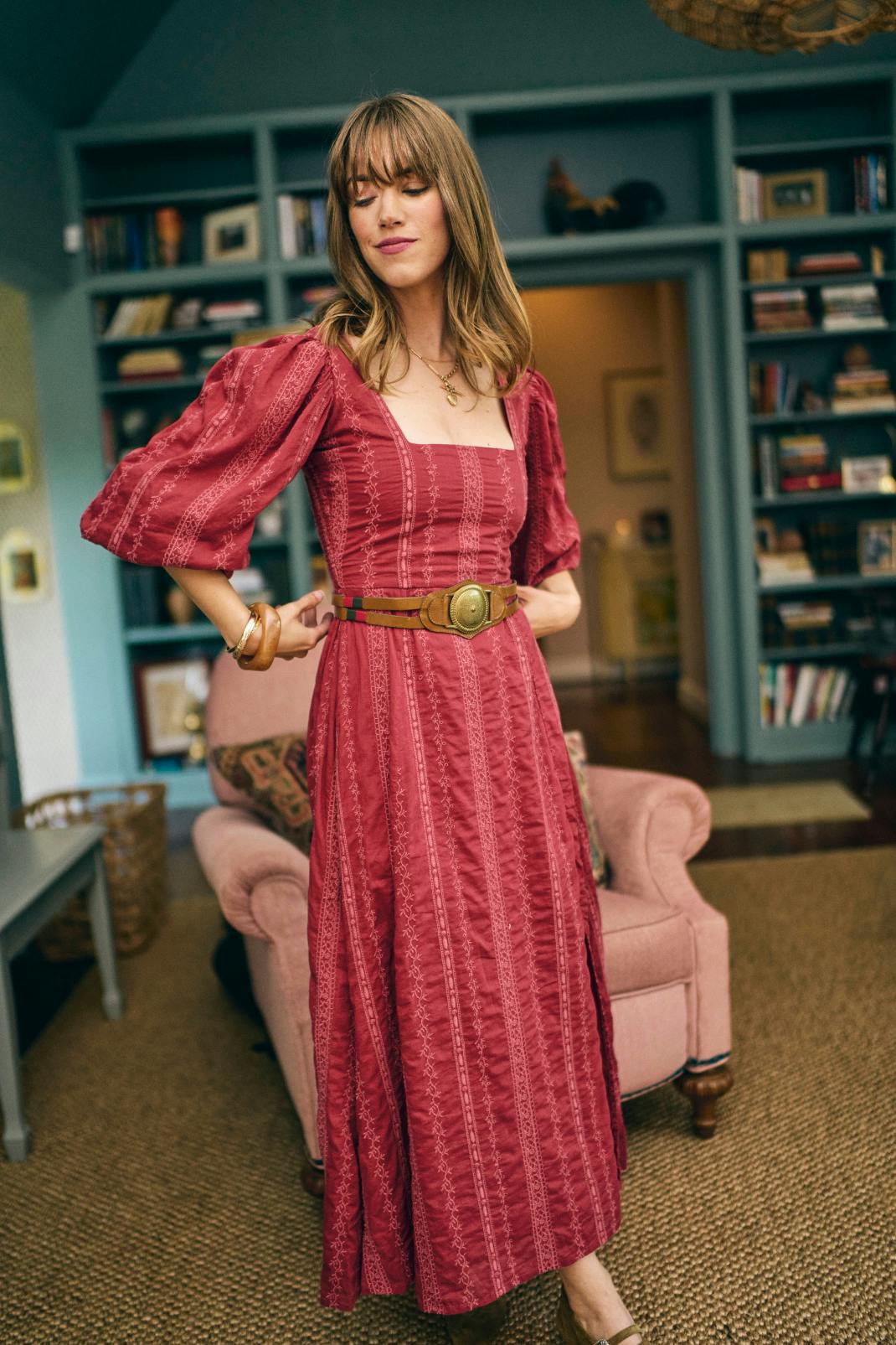 Arden Dress in Garnet
