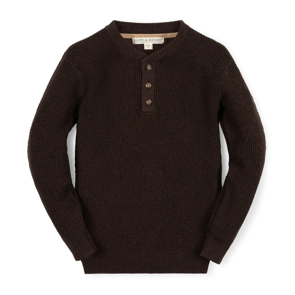 Organic Sweater Henley with Elbow Patches