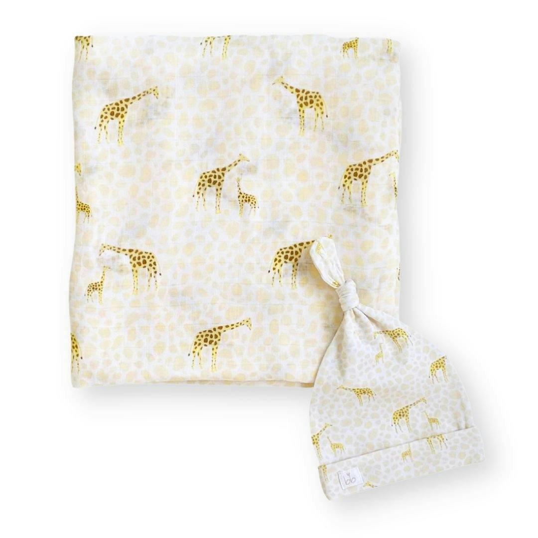 Bamboo Muslin Swaddle Blanket & Topknot Set - Ribbits By The Pond