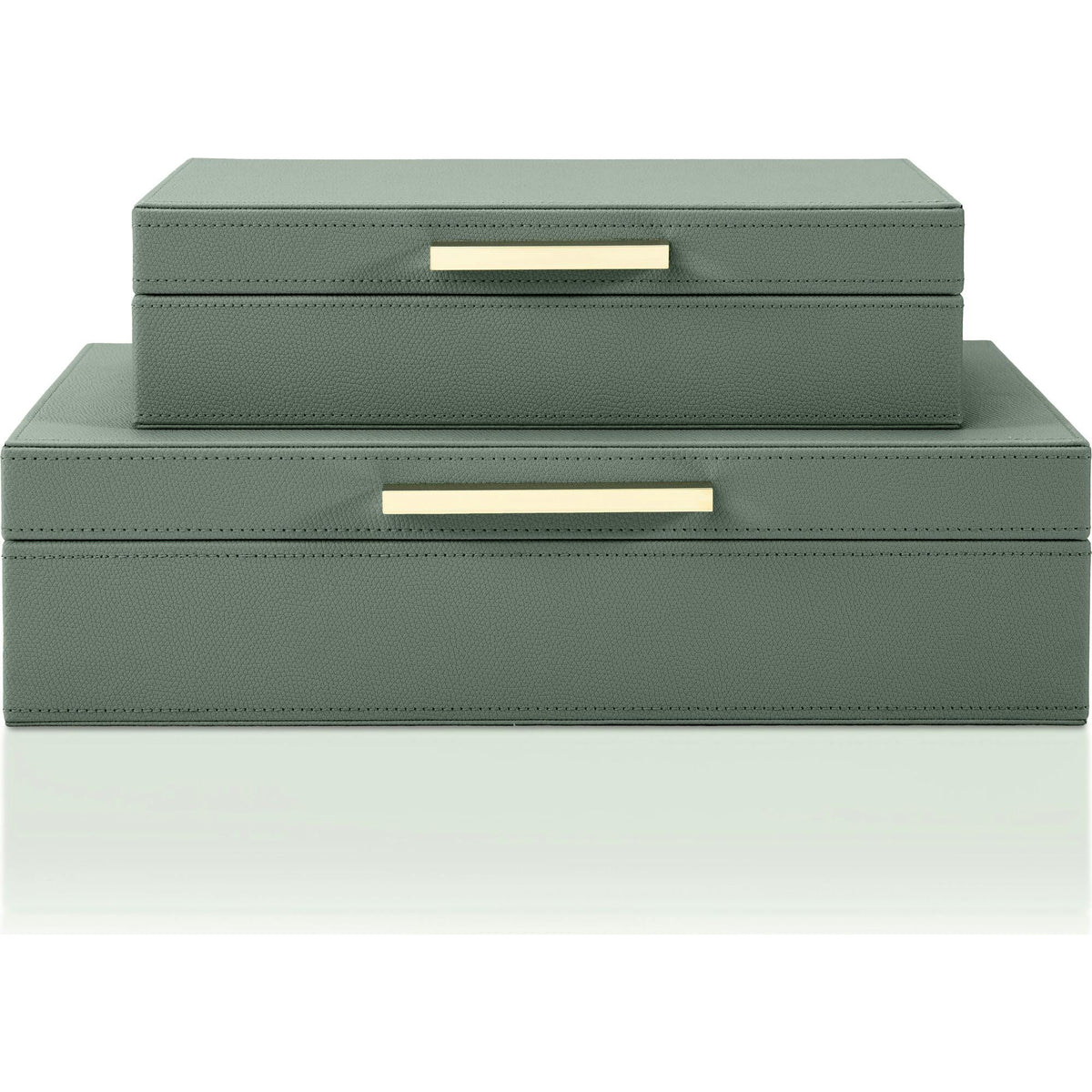 Decorative Storage Boxes with Lids - Set of 2 PU Leather Organizer Bins for Bookshelf Decor - Store Photos, Documents and Memory Box Keepsakes in Style