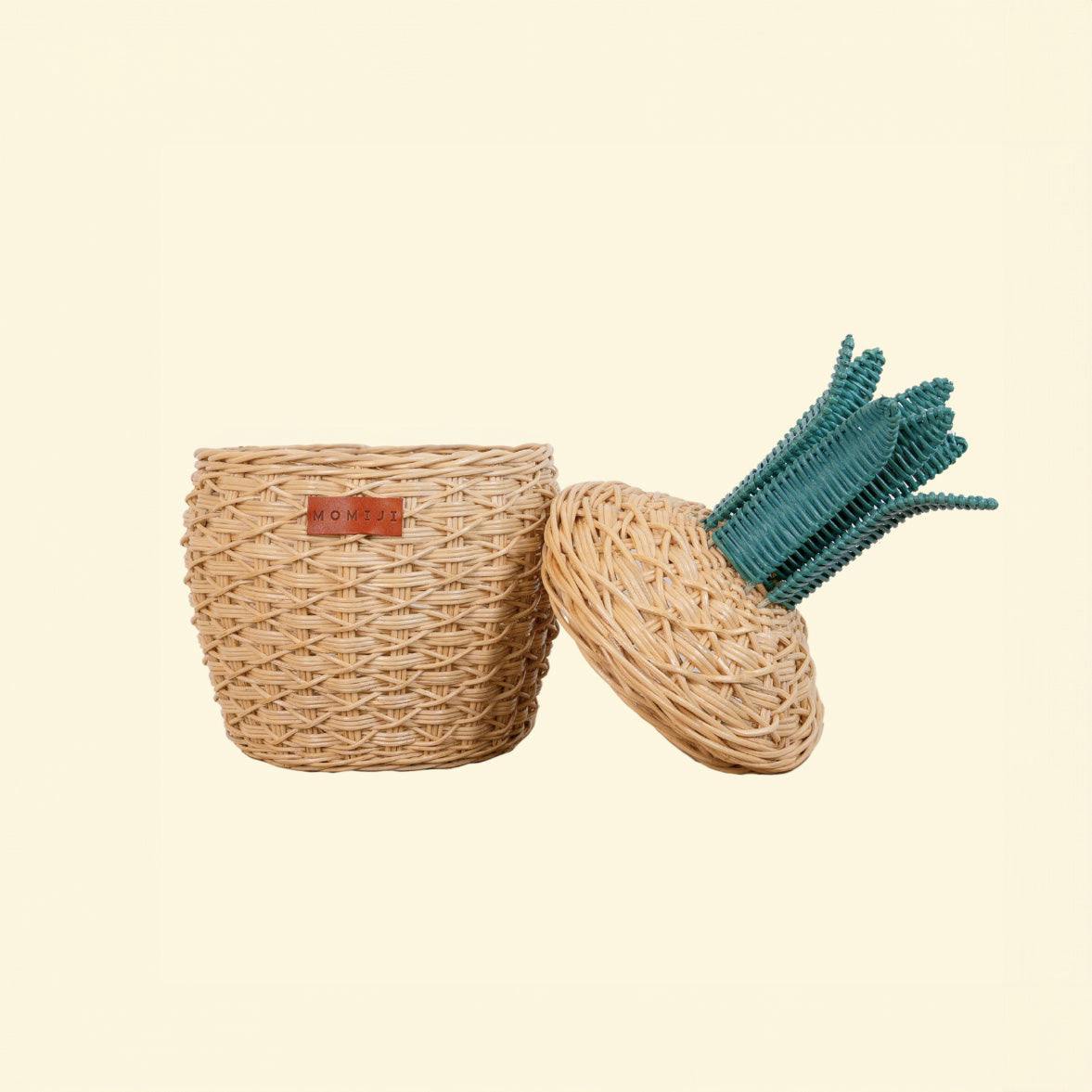 Handcrafted - Pineapple Basket (Natural) Small - Rattan Wicker